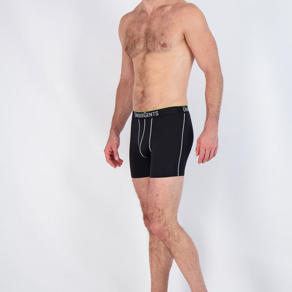 undergents 5 inch black boxer brief side view of comfort