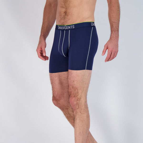 undergents boxer brief 4.5 inch flyless in navy side front view