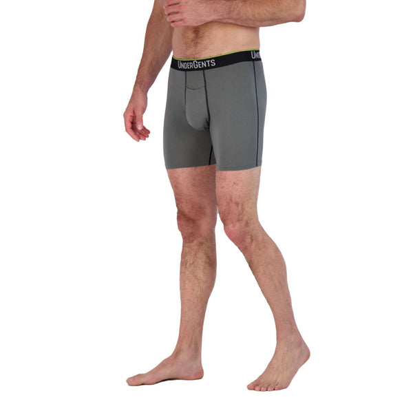 UnderGents 6 inch boxer brief side view skimming the legs with comfort