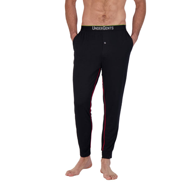 front view of model in undergents swagger lounge pants. the pajama pant for comfort and lounging