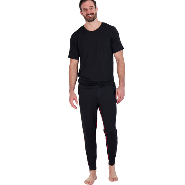 lounge pant by undergents featuring pockets and cuffed leg. tapered for his comfort