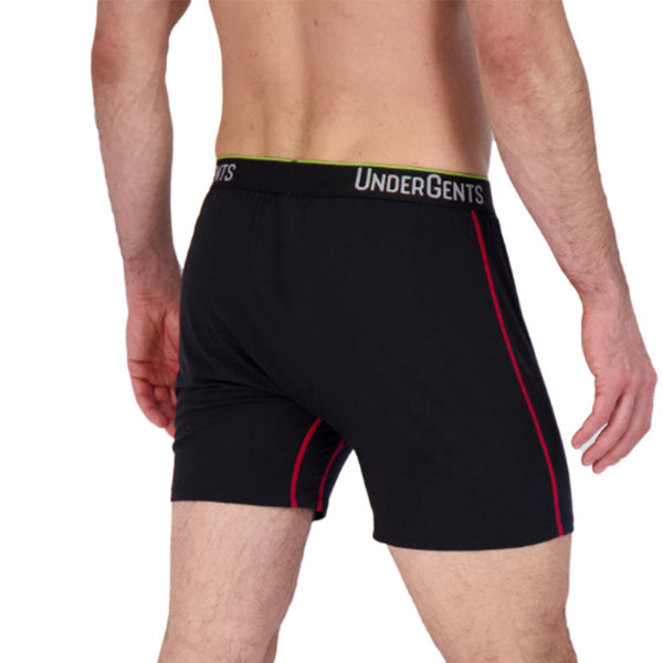 undergents boxer short rear view on model with leg movement. see the comfort of wearing a cloud.